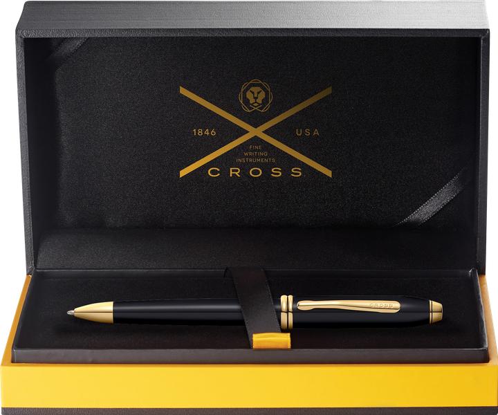 Actual product image Cross Twist action biros Townsend black lacquer 23 K gold-plated fittings (black-lacquer, Gold, 1 x)