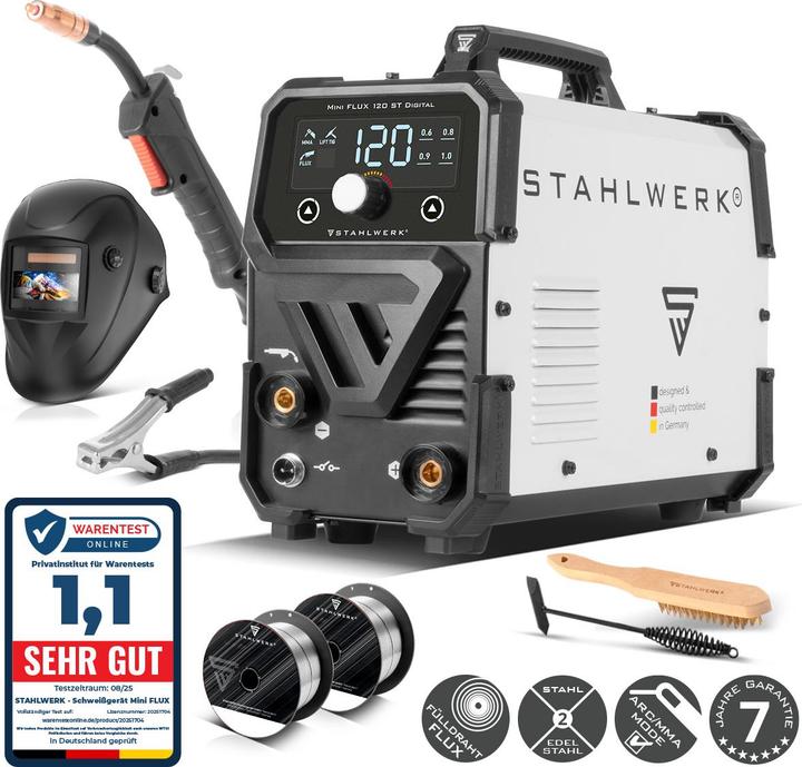 Produktbild Stahlwerk Schweissgerät Mini FLUX 120 ST mit ARC | MMA-Funktion Vollausstattung