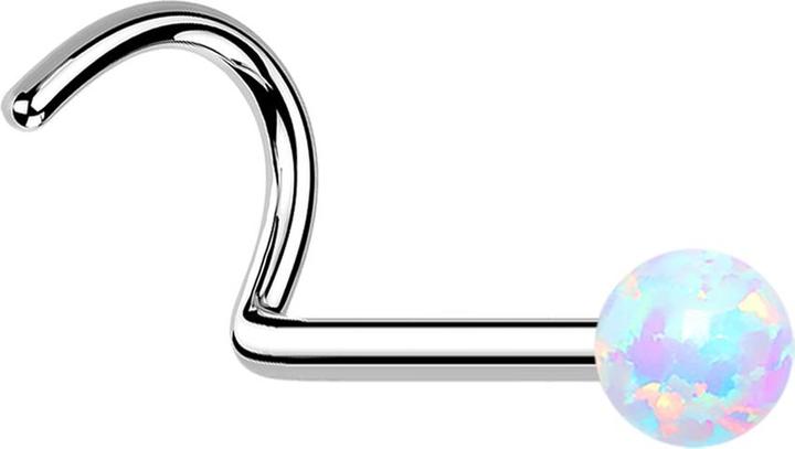Immagine prodotto Star Piercing Perno nasale curvo in argento con opale bianco (senza ottone, Acciaio chirurgico 316L)