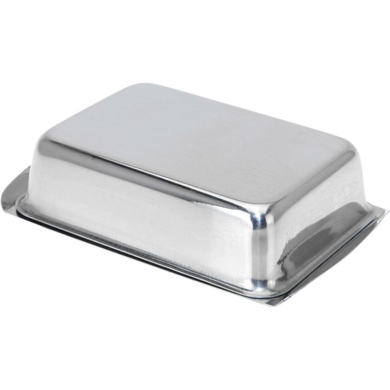 Mojawo Butterdose Butterschale mit Deckel aus Edelstahl für 250g Butter, Vorratsbehälter, Silber