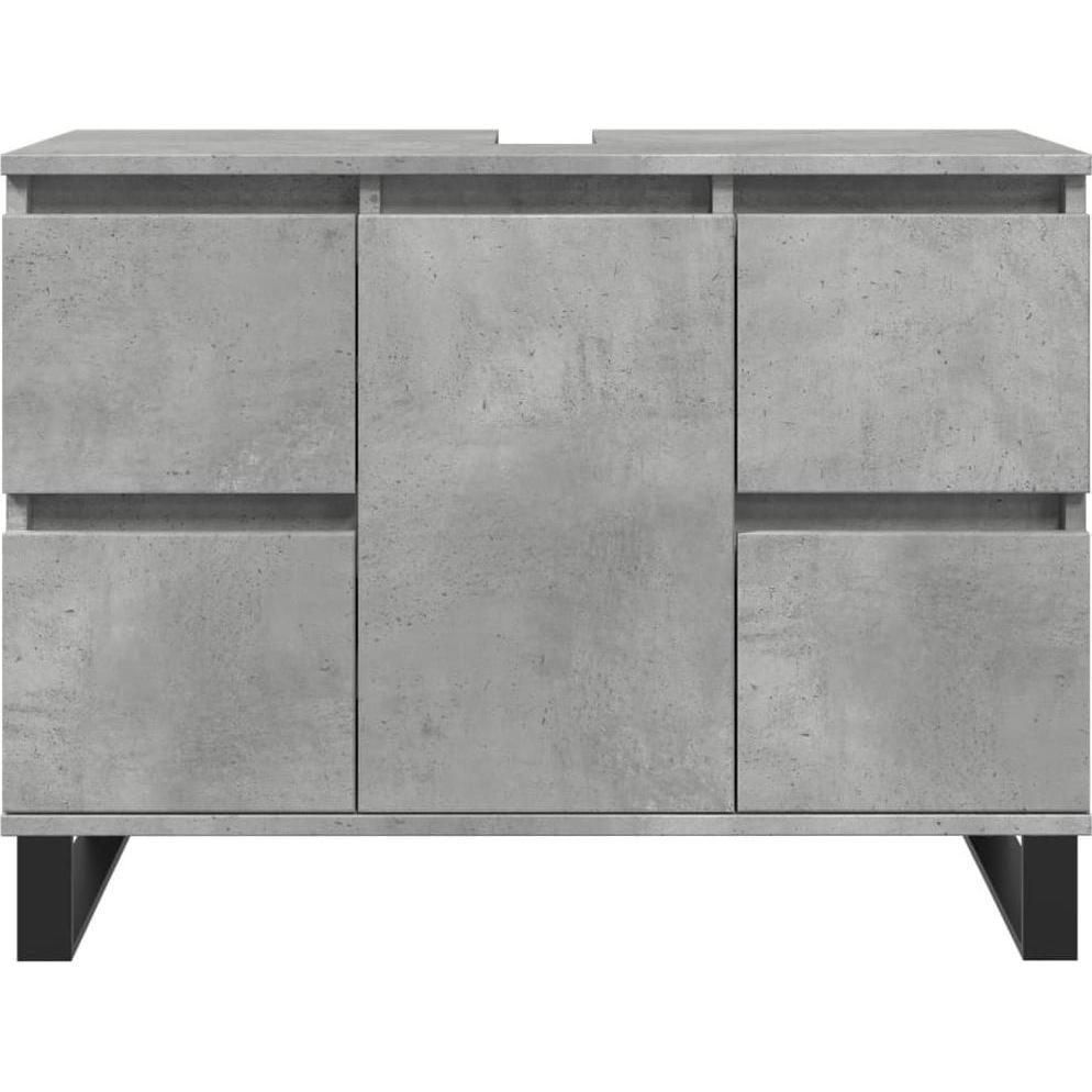 Thumbnail - VidaXL, Waschbeckenunterschrank, Waschbeckenunterschrank Unterschrank Badschrank Betongrau Holzwerkstoff (80 x 33 x 60 c...