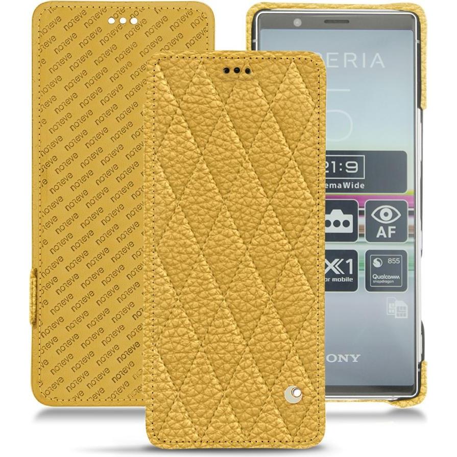 Noreve Lederschutzhülle horizontal (Sony Xperia 5), Smartphone Hülle, Orange