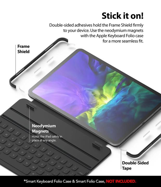 Actual product image Ringke Frame Shield case adhesive protective frame for iPad Pro 11" 2020 / iPad Pro 11" 2018 silve