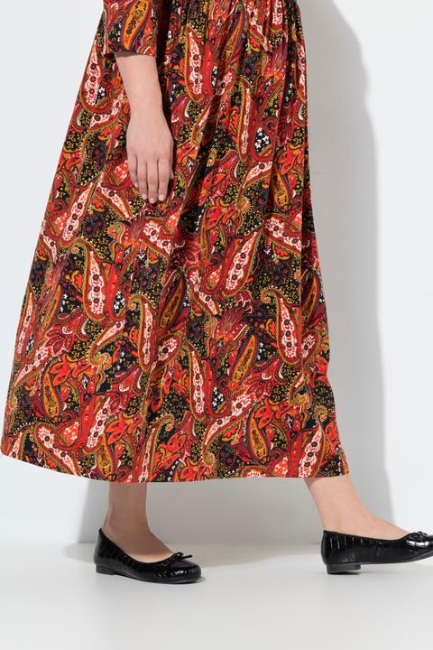 Immagine prodotto Ulla Popken Jersey-Maxikleid, Paisley, A-Linie, V-Ausschnitt, 3/4-Arm (68)