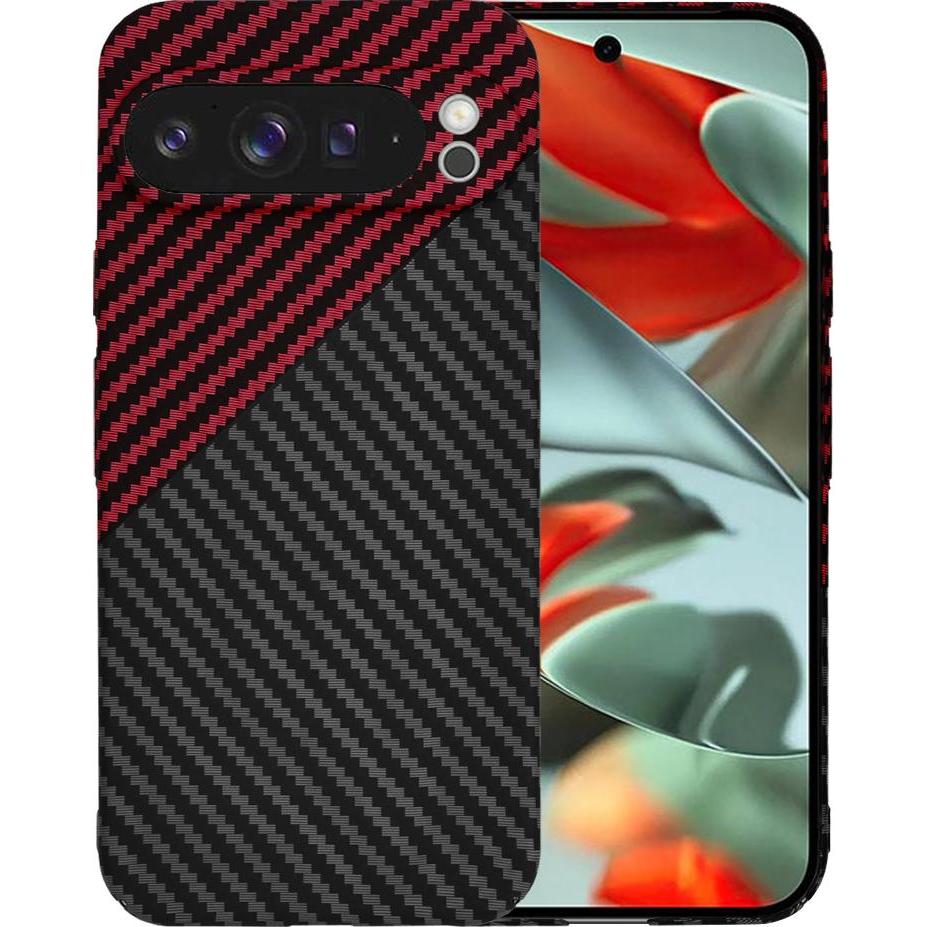 Techsuit - Carbonite FiberShell - Google Pixel 9 Pro XL - Red Vortex (Google Pixel 9 Pro XL), Cover smartphone, Rosso