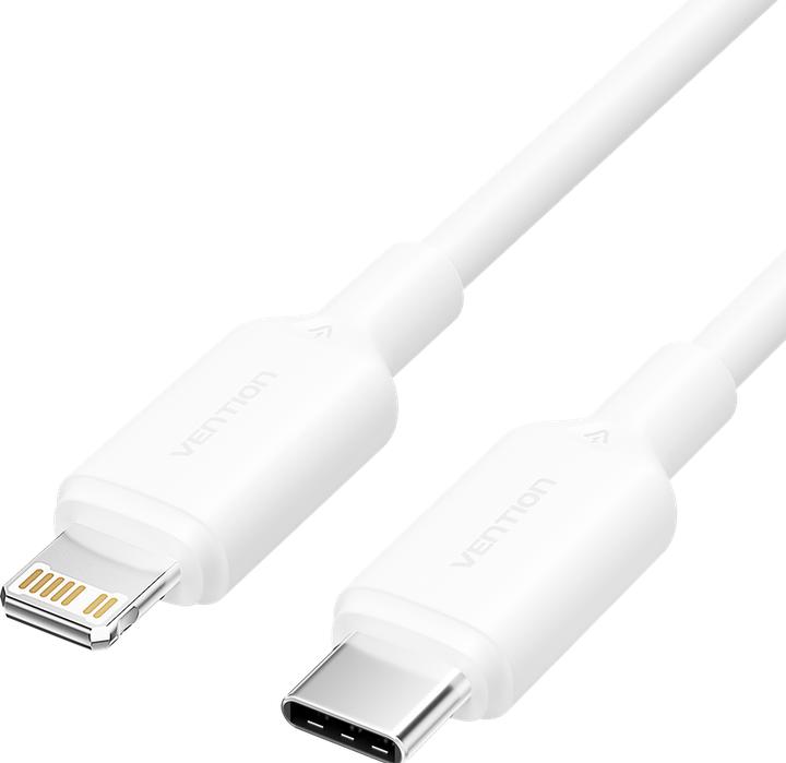Actual product image Vention USB 2.0 Type-C Male to Lightning Male 3A Cable 2M White PVC Type (2 m, 27 W)