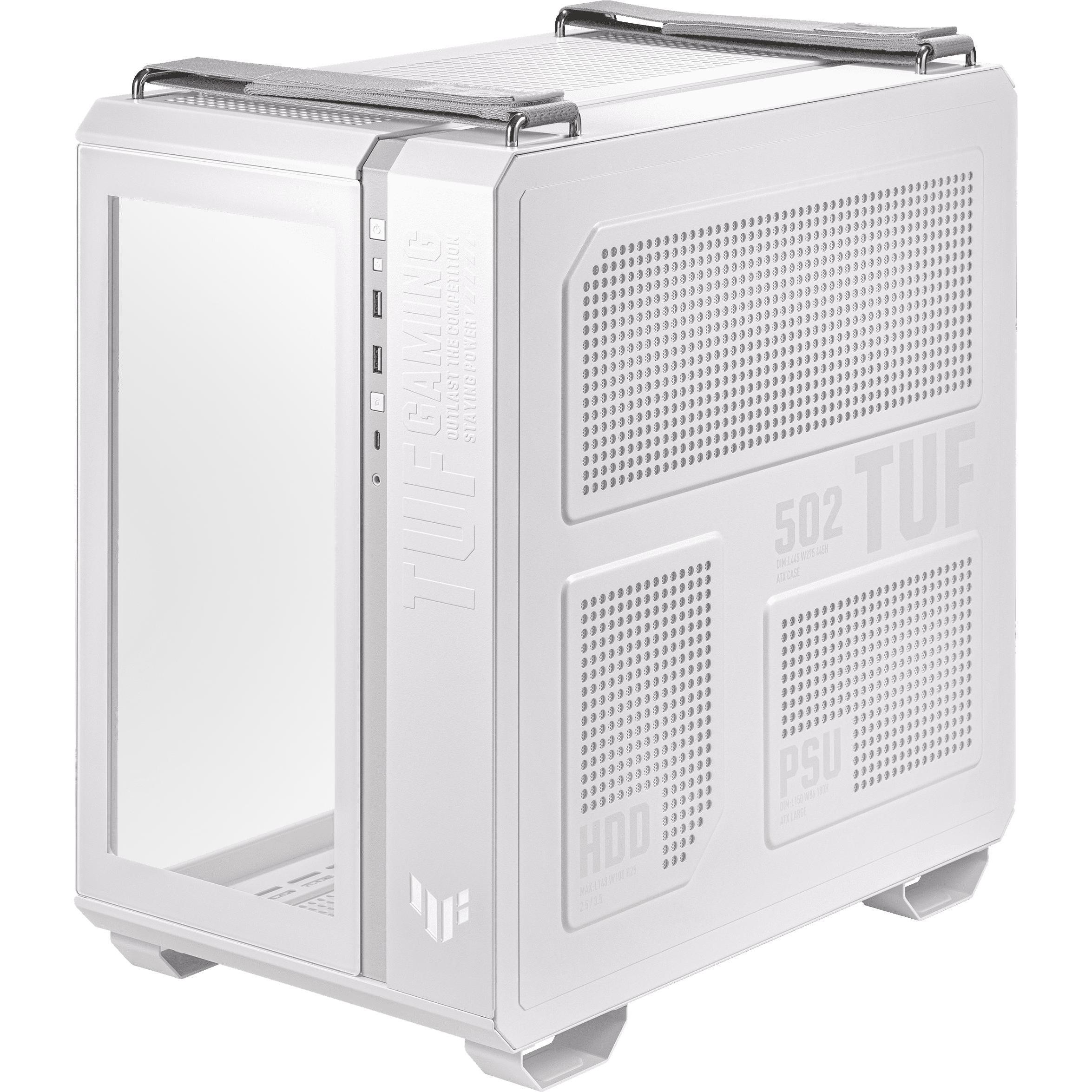 ASUS Case TUF GT502 PLUS TG Gaming White (mATX, Mini-ITX, ATX), PC Gehäuse, Weiss