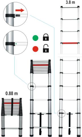 Actual product image Toya Yato 17701 - Alu Telescopic Ladder 3.8 m 13steps