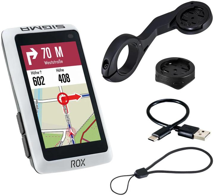 Sigma Sport ROX 12.1 Evo GPS Fietscomputer - White - long Butler GPS out-front houder