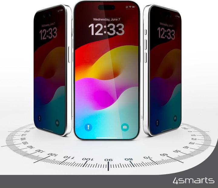 Actual product image 4smarts Second Glass Privacy with mounting frame for Apple iPhone 15 (1 Piece, Apple iPhone 15)