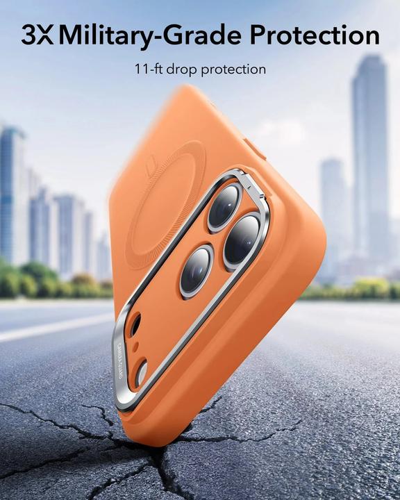 Produktbild ESR Classic Hybrid Magnetic Case (Camera Control, Stash Stand), for iPhone 17 Pro, Frosted Orange (Apple iPhone 17 Pro)