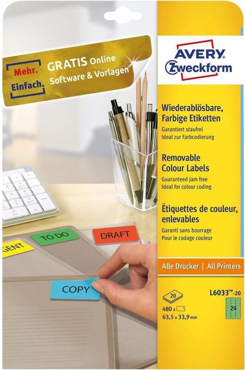 Produktbild Avery L6033 Abziehbare Etiketten