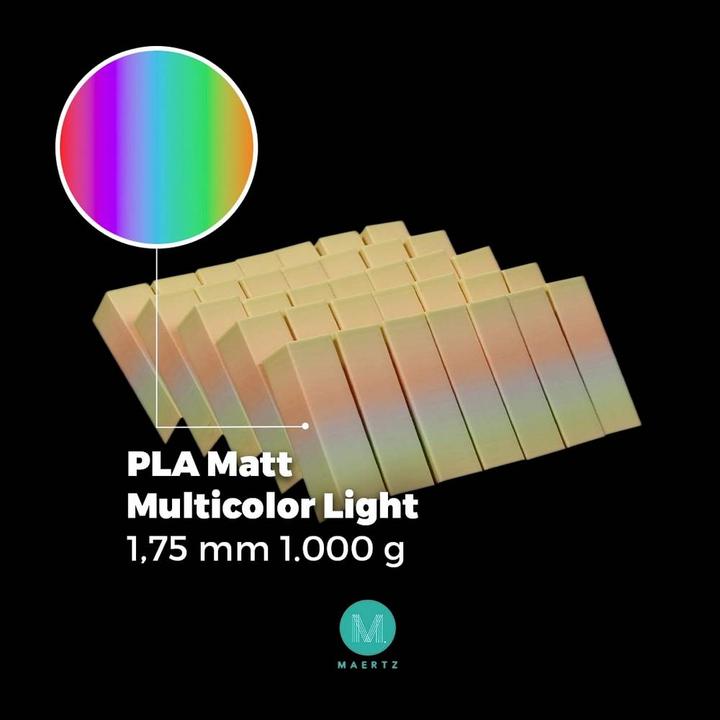Image du produit Maertz PLA Matt Multicolor Light 1,75 mm 1.000 g (PLA, 1.75 mm, 1000 g)