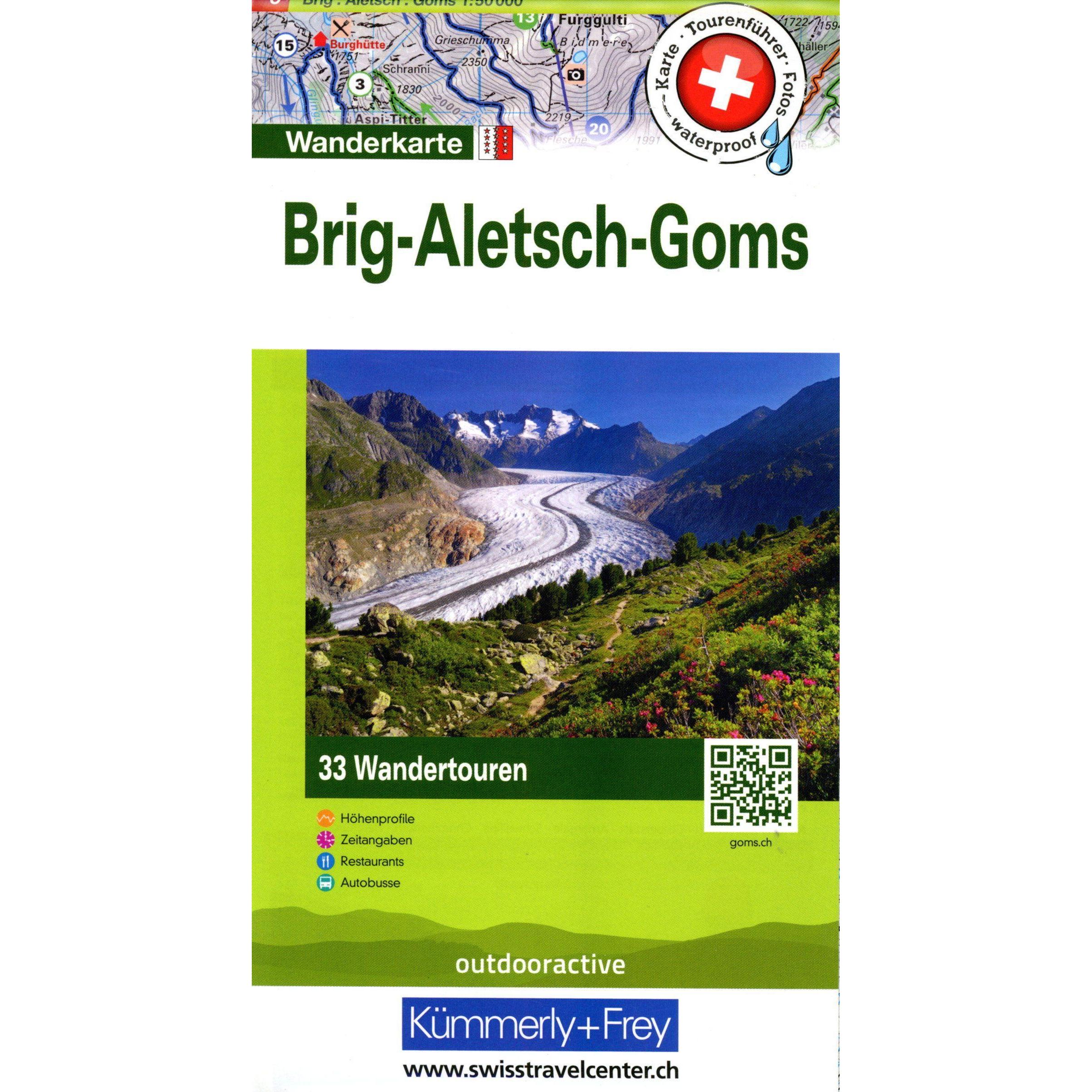 Hallwag Aletsch, Goms, Brig Touren-Wand, Landkarte