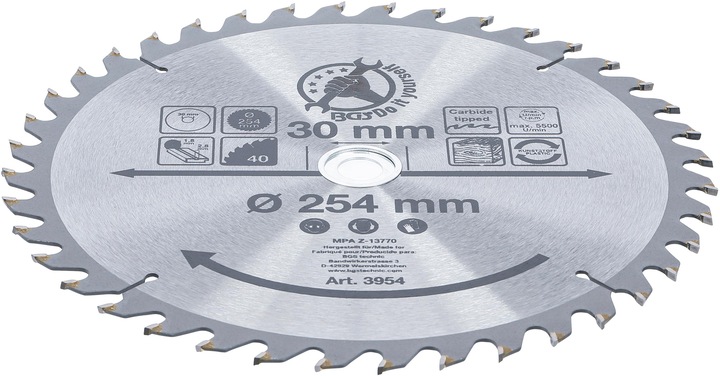 Immagine prodotto BGS Lama per sega circolare con punte in metallo duro Ø 254 x 30 x 3,2 mm 40 denti