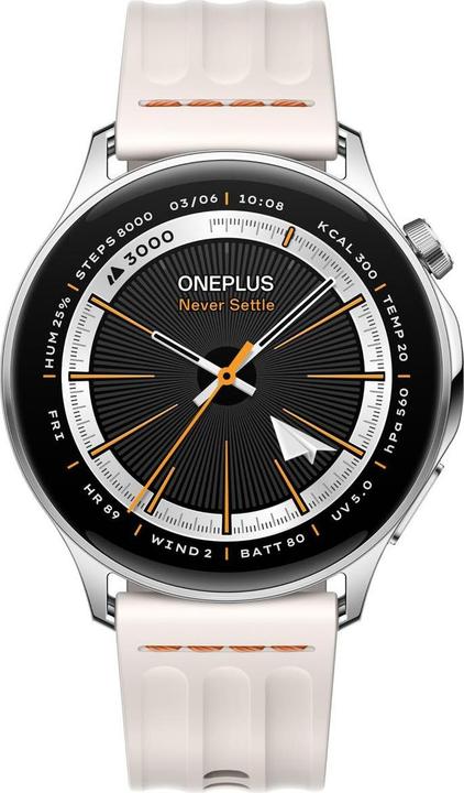 Actual product image OnePlus Watch Lite Smartwatch, Silver Steel (45 mm)