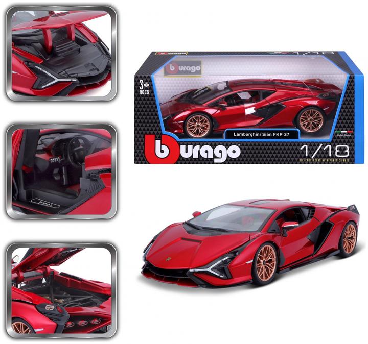 Produktbild Bburago Diecast 1:18 Hobby Car Lamborghini Sian FKP 37 Red Ages 3+ 18-11046