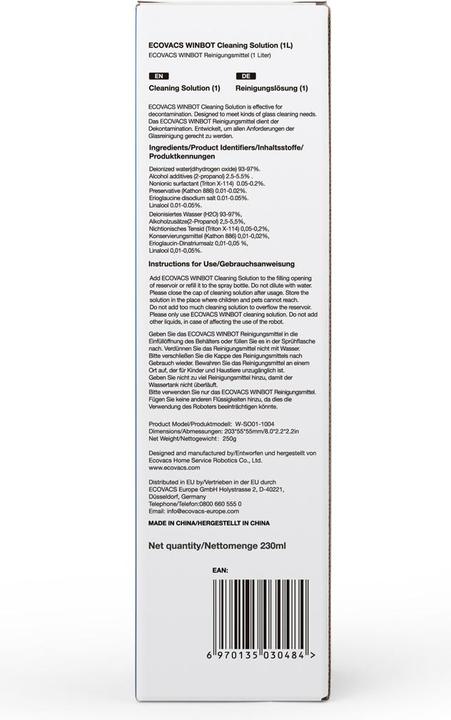 Produktbild Ecovacs WINBOT Reinigungslösung 230 ml