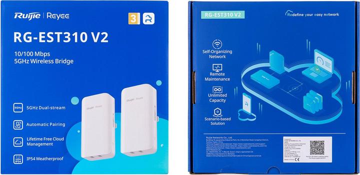 Produktbild Ruijie Reyee 2x Ip54 Outdoor Wireless Bridge 2km 10dbi 5ghz Wifi (867 Mbit/s)