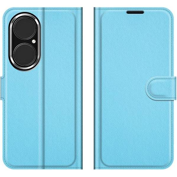MU Classic Litchi Leder Bookcover Series (Huawei P50), Smartphone Hülle, Blau