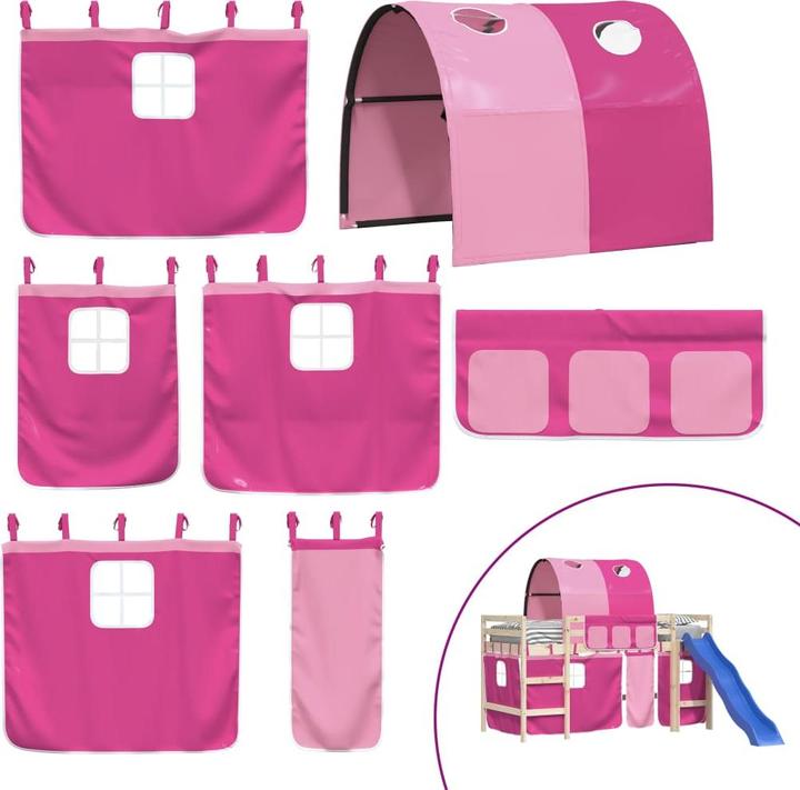 Actual product image vidaXL Curtains for loft bed with tunnel pink polyester, colour