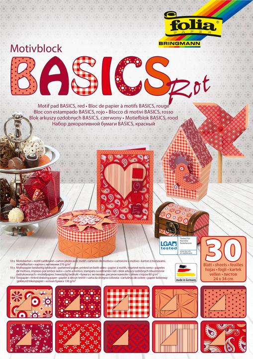 Produktbild Folia Motivblock Basics rot (270 g/m², 30 x)