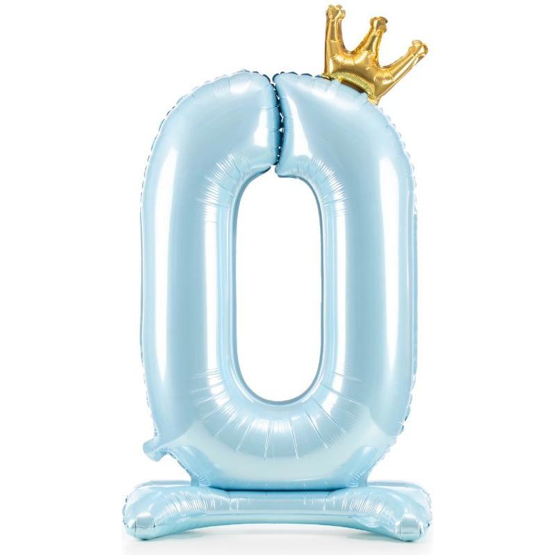 Partydeco Ballon Zahl 0 auf fuss - Blau