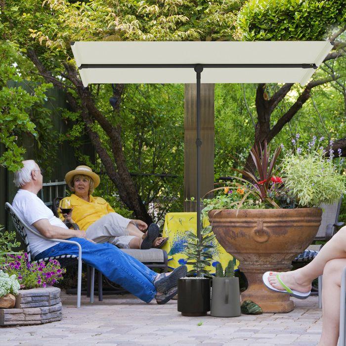 Image du produit Swisshandel24 Sonnenschirm 180 Grad drehbar Höhenverstellbar Alu 150x205cm Beige (2.05 m)