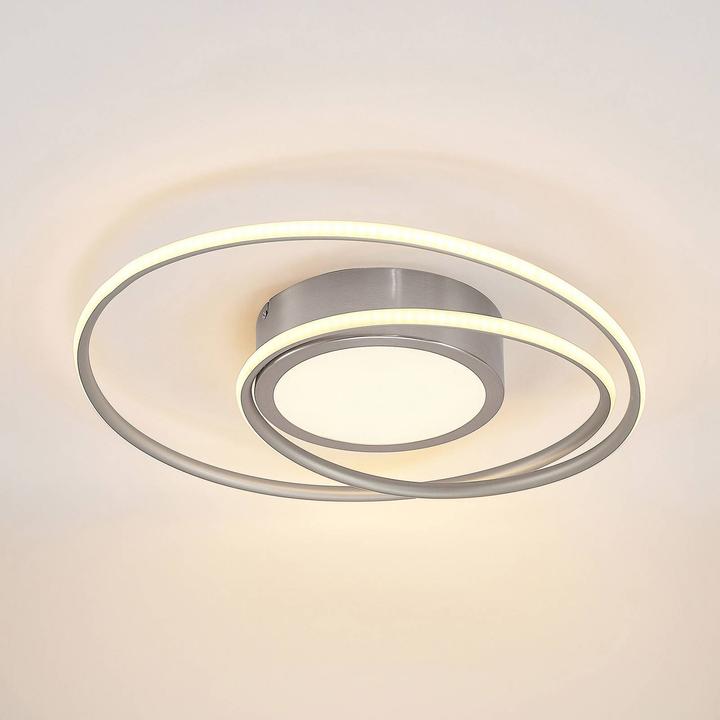 Actual product image Lindby Bovia LED ceiling lamp, CCT, dimmable, nickel (3900 lm)