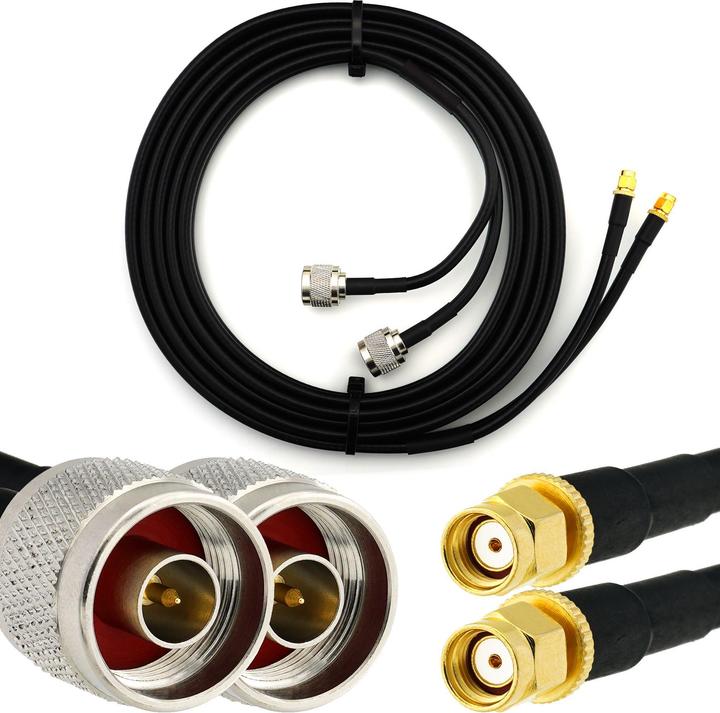 Rangeful RP-SMA Male to N Male 10m Twin Coaxial Cable - HF240 (LMR240 equivalent) HF240T-RPSM-NM-10 (Antenna cable)