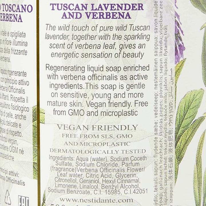 Nutritional values and ingredients Nesti Dante Romantica Wild Tuscan Lavender and Verbena (Liquid soap, 500 ml)