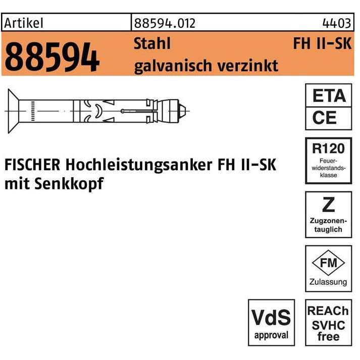 Fischer, Baubeschläge + Holzverbinder, Hochleistungsanker FH II 10/50 SK (50 Stk.)