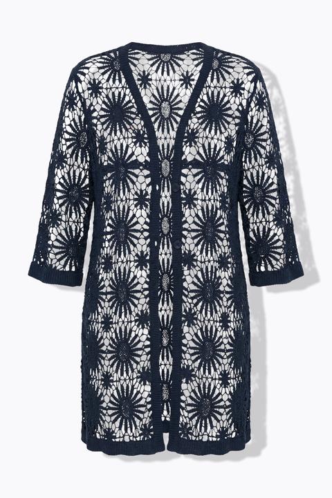 Produktbild Ulla Popken Strickjacke, Blüten, Wellenkanten, V-Ausschnitt, Langarm (54, 56)