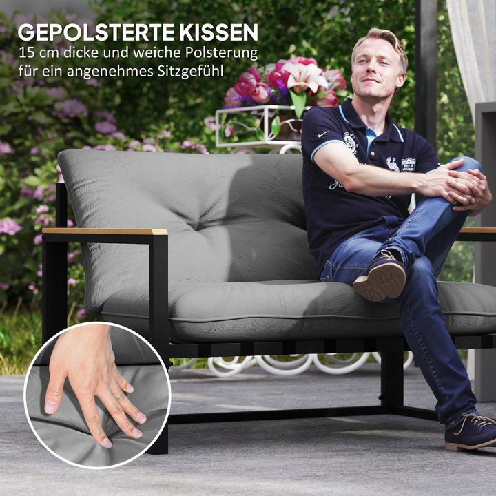 Produktbild Outsunny Gartenmöbel Set Stahl, Polyester Hellgrau