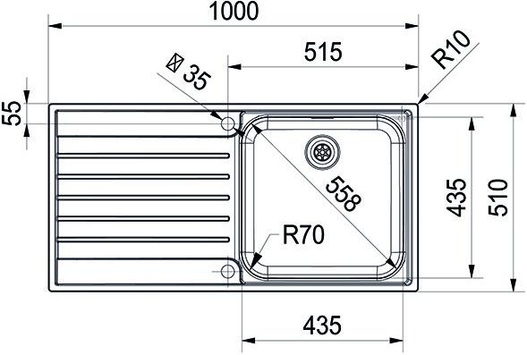 Produktbild Franke Argos AGX 611 100 (Einbauspüle mit Abtropffläche, 100 cm, 51 cm)