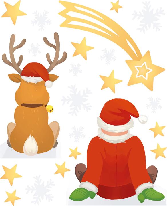 Immagine prodotto Avery Dennison Zweckform ZDesign Weihnachts-Fensterbild Niko/Rentier trasparente, bunt bedruckte Folie, Blattforma