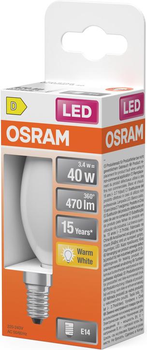 Image du produit Osram LED Leuchtmittel LED Retrofit CLASSIC B 3.4W 827 Frosted E14 Warm weiss 4099854467646 (E14, 470 lm, 1x)