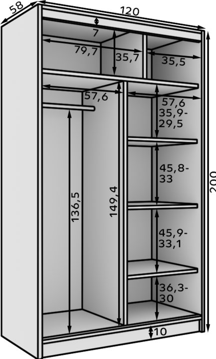 Produktbild ADRK Furniture Castello Schwebetürenschrank 120