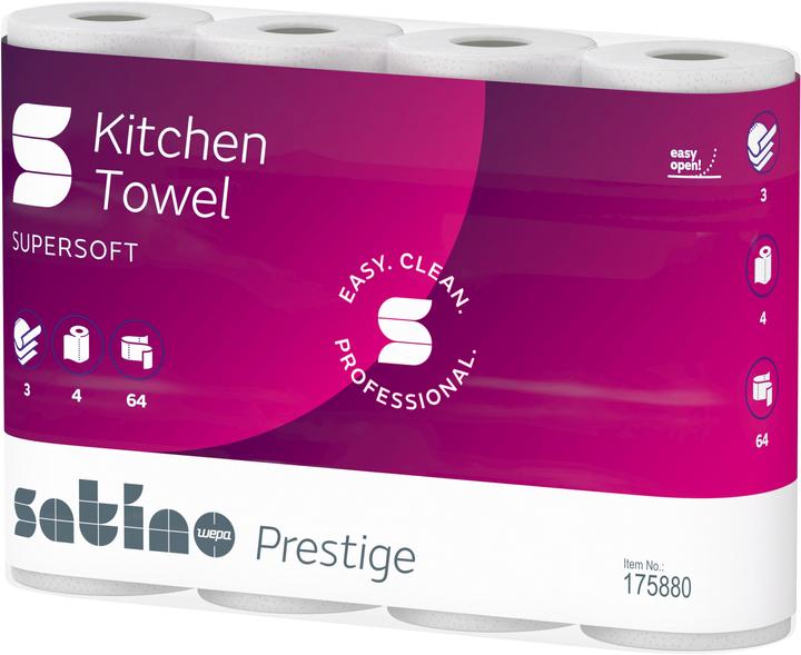Actual product image Wepa Satino by kitchen rolls prestige 3-ply, 4 rolls (4x)