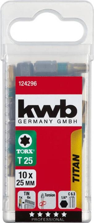 Produktbild kwb 124296 TX-Bit T 25 Titan C 6.3 10 St. (T 25)