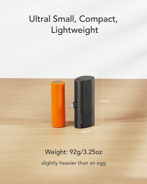 Productafbeelding Veger Plugon Powerbank Lightning - 5'000mAh (5000 mAh, 20 W, 18.50 Wh)