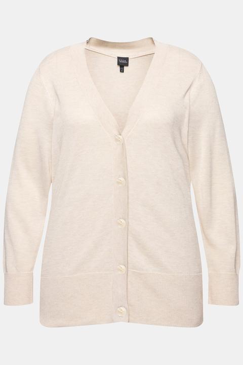 Produktbild Ulla Popken Strickjacke, V-Ausschnitt, Knopfleiste, Feinstrick (42)