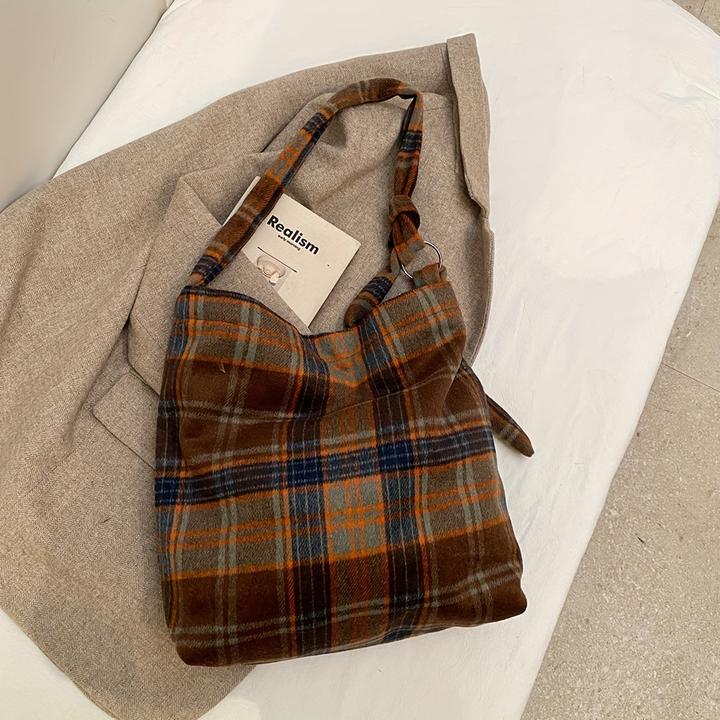 Immagine prodotto Only-Bags.Store Borsa a tracolla casual a scacchi con chiusura magnetica, tracolla regolabile e fodera in