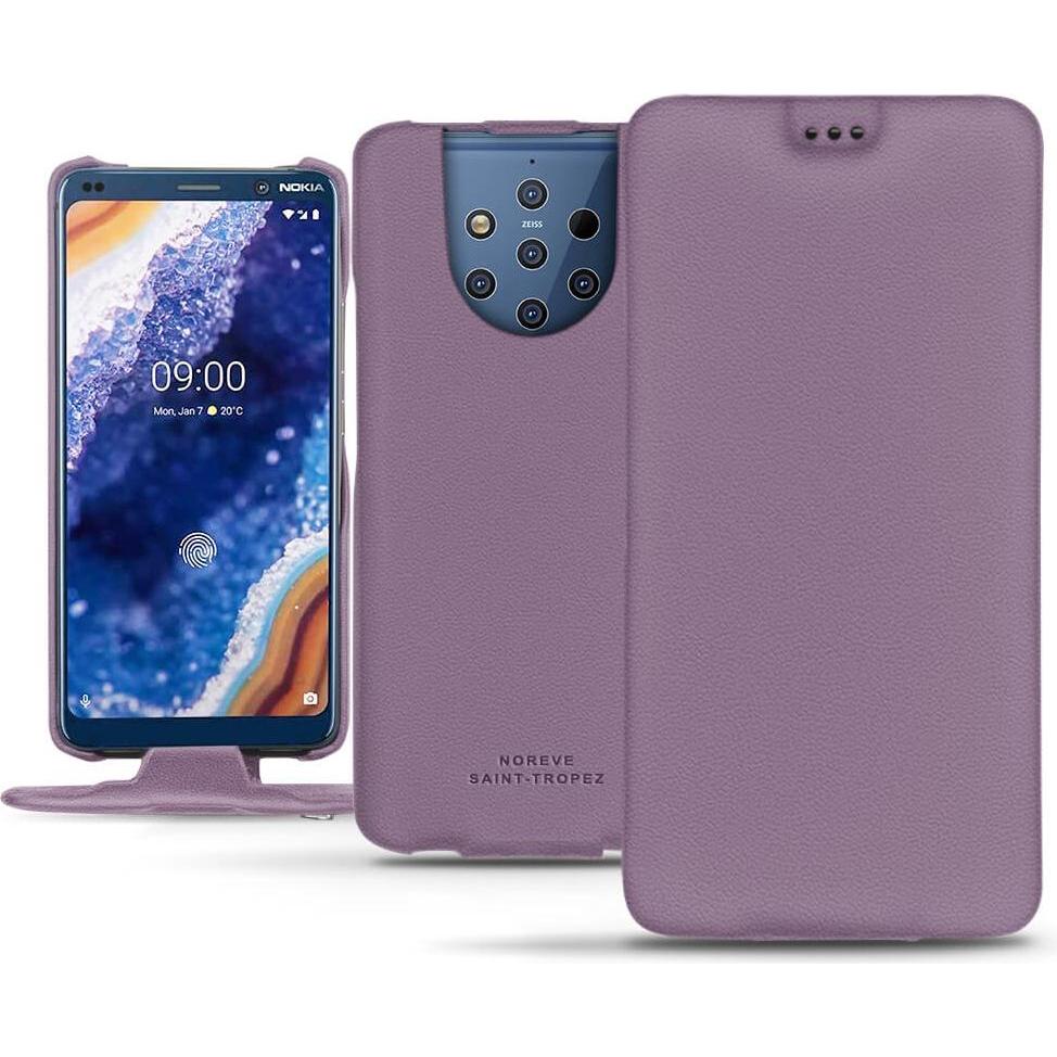 Noreve Lederschutzhülle vertikal (Nokia 9 PureView), Smartphone Hülle, Violett