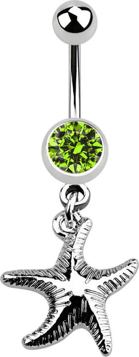 Immagine prodotto Star Piercing Banane silber mit Anhänger Seestern hellgrün (senza ottone, Acciaio chirurgico 316L)