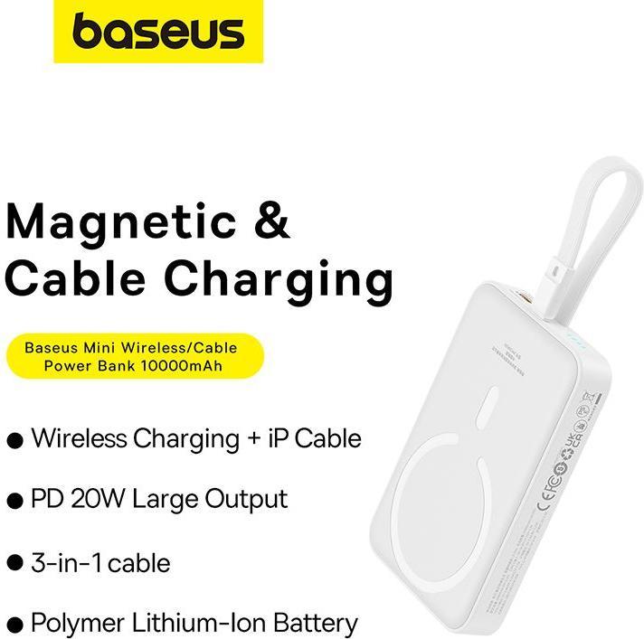 Actual product image Baseus Powerbank Magnetic Mini 10000mAh 20W MagSafe (white) (10000 mAh, 20 W, 37 Wh)