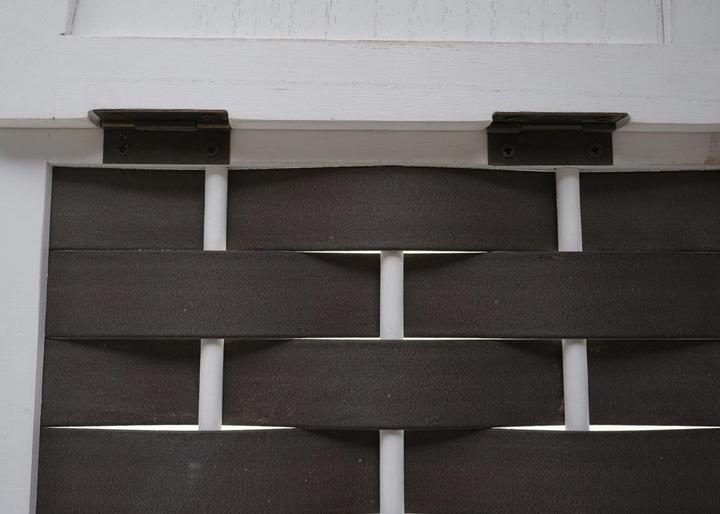 Image du produit Mendler Etagère d'angle HWC-K85, pliable 4 étagères, bois 110cm - blanc, tressage anthracite (110 x 28 x 28 cm)