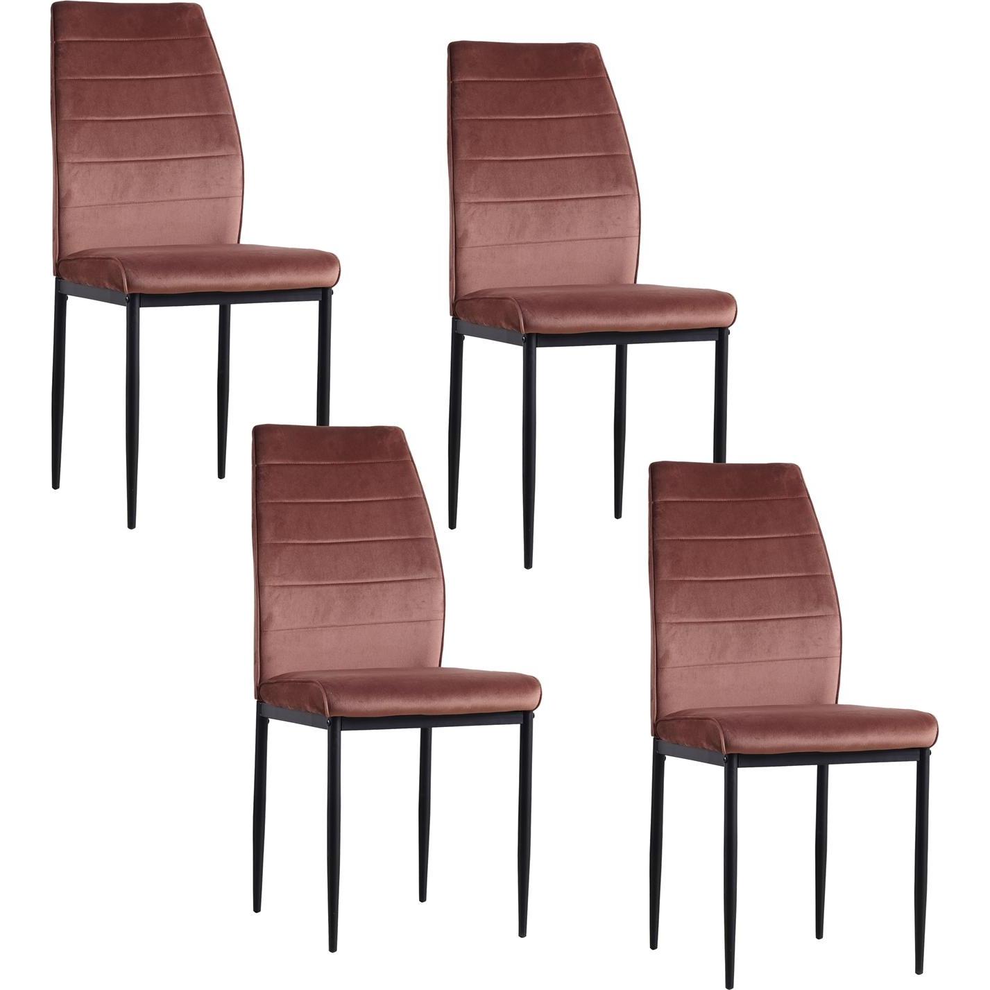 HTI-Living, Stühle, Esszimmerstuhl Madison Samt Braun 4er-Set