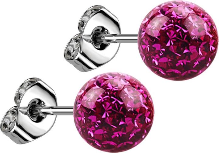 Immagine prodotto Star Piercing Orecchini a perno in argento con sfera di cristallo fucsia e strato protettivo epossidico (senza ottone, Acciaio chirurgico 316L)
