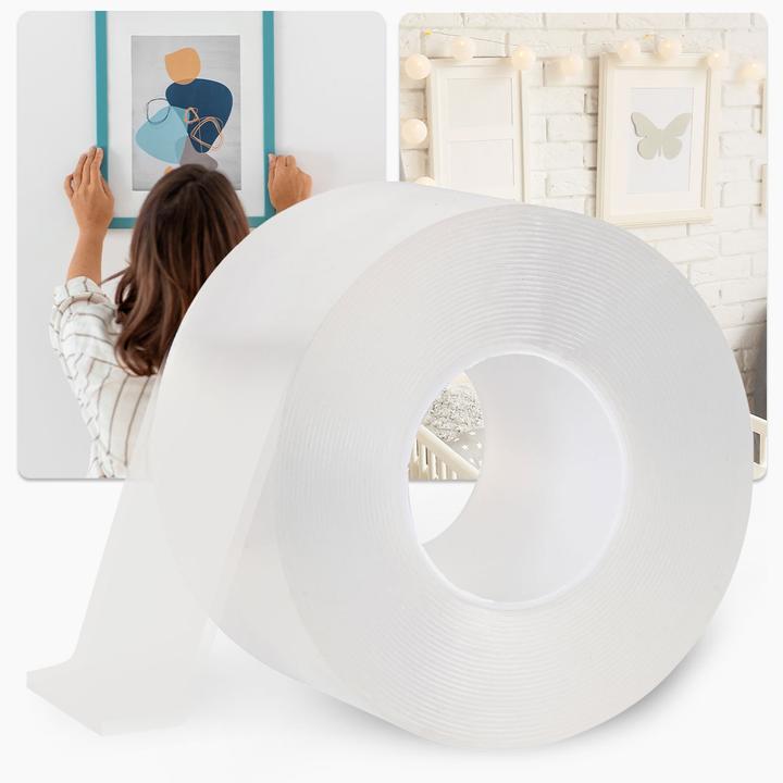 Ideoon Doppelseitiges Nano-Klebeband Transparent (5m x 30mm): Starke 110g/cm² Haltekraft (30 mm)